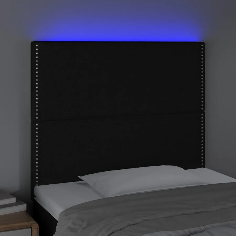 Tête de lit à LED Noir 100x5x118/128 cm Tissu - 3