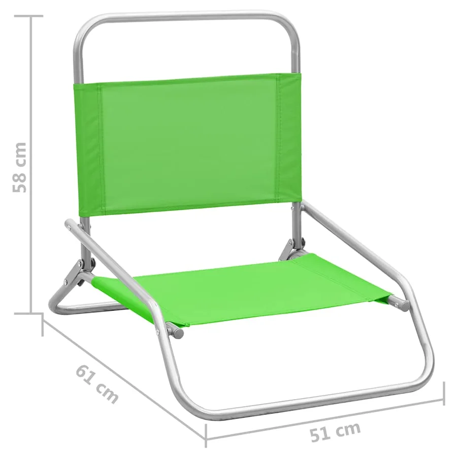 Chaises de plage pliables lot de 2 Vert Tissu - 8