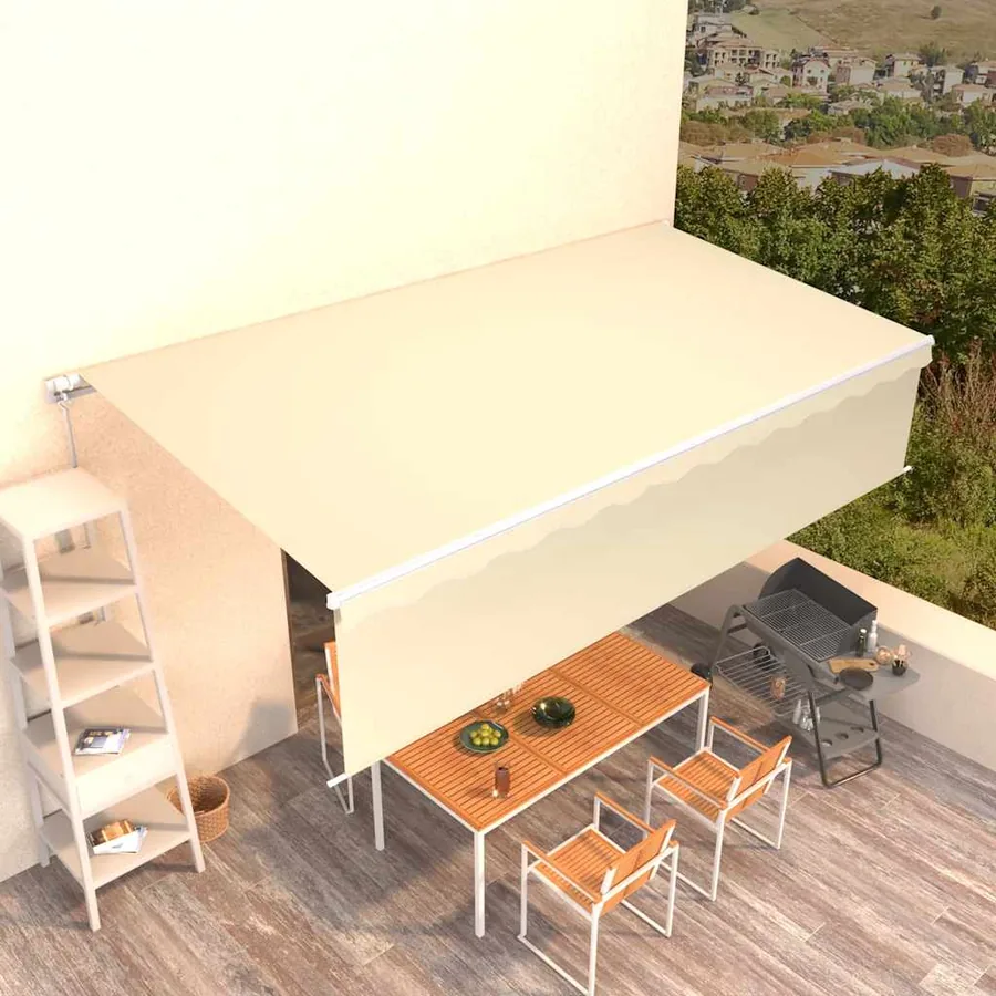 Auvent manuel rétractable avec store 6x3 m Crème