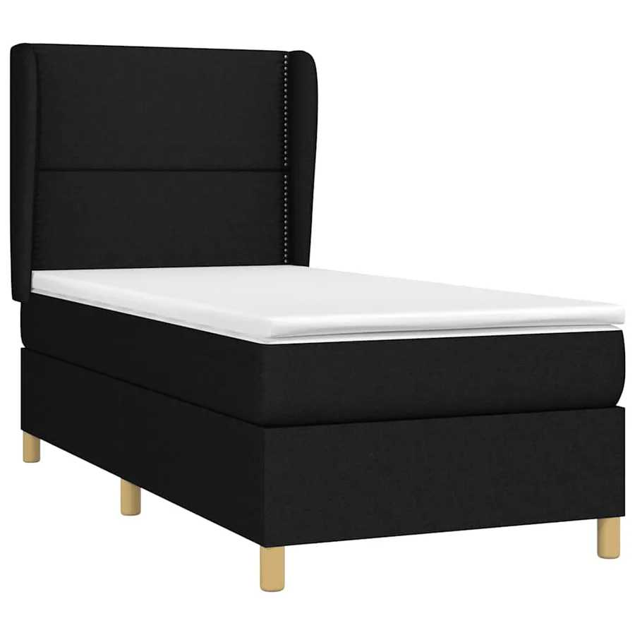 Sommier à lattes de lit avec matelas Noir 100x200 cm Tissu - 3