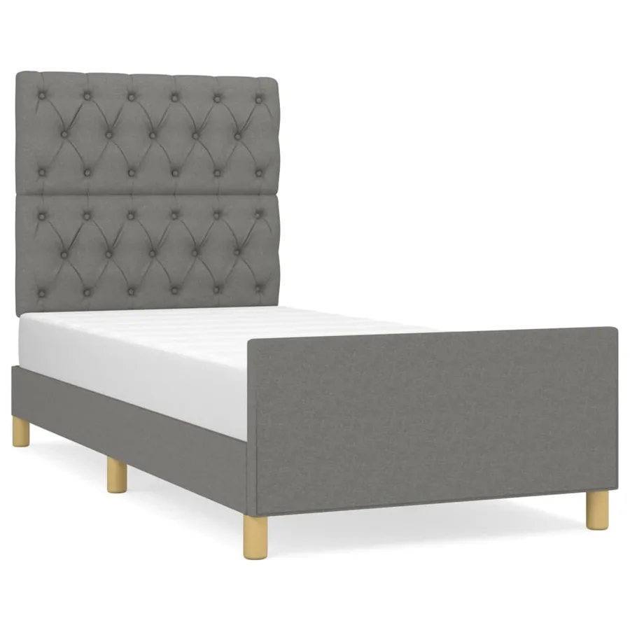 Cadre de lit sans matelas gris foncé 80x200 cm tissu - 2