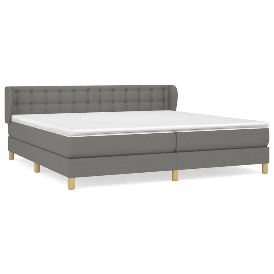 Sommier à lattes de lit avec matelas Gris foncé 200x200cm Tissu - 2