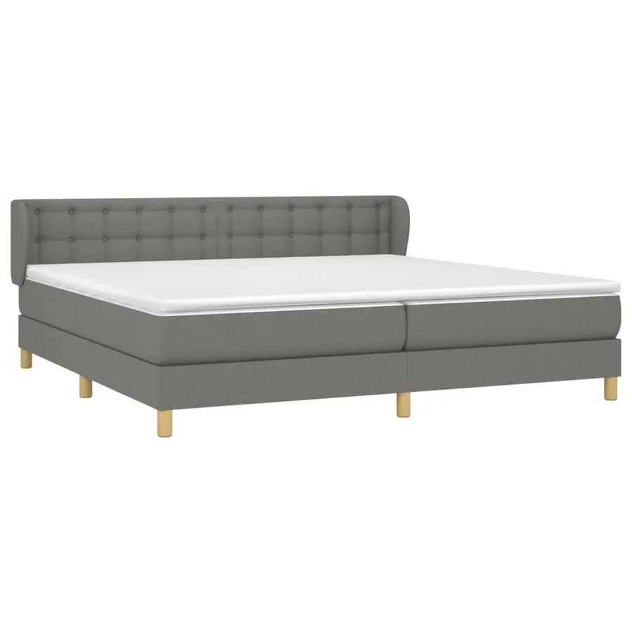 Sommier à lattes de lit avec matelas Gris foncé 200x200cm Tissu - 3