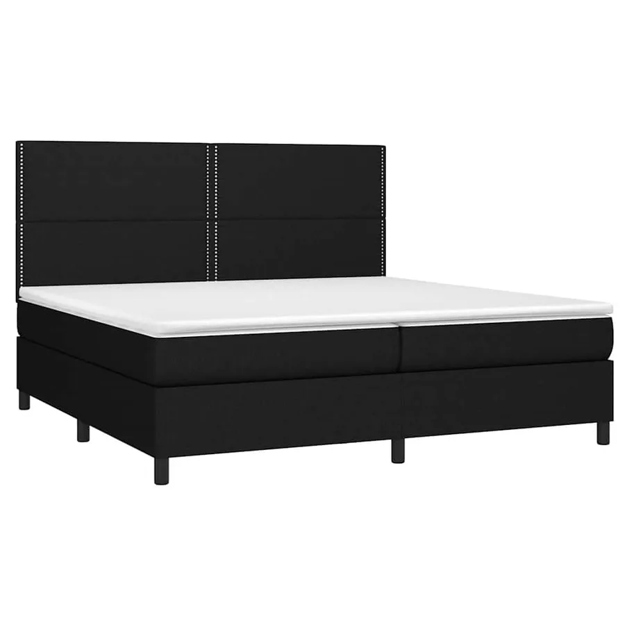 Sommier à lattes de lit et matelas et LED Noir 200x200 cm Tissu - 3