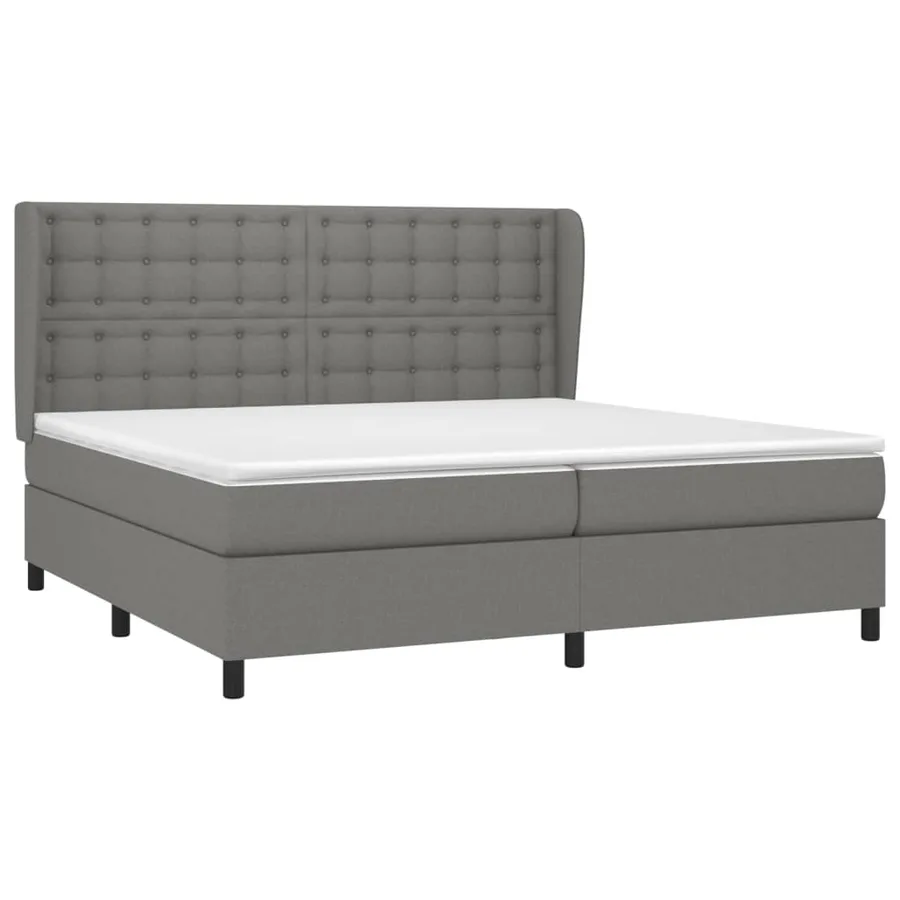 Sommier à lattes de lit avec matelas Gris foncé 200x200cm Tissu - 3