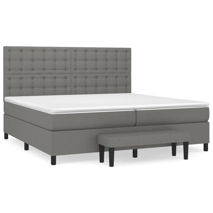 Sommier à lattes de lit avec matelas Gris foncé 200x200cm Tissu - 2