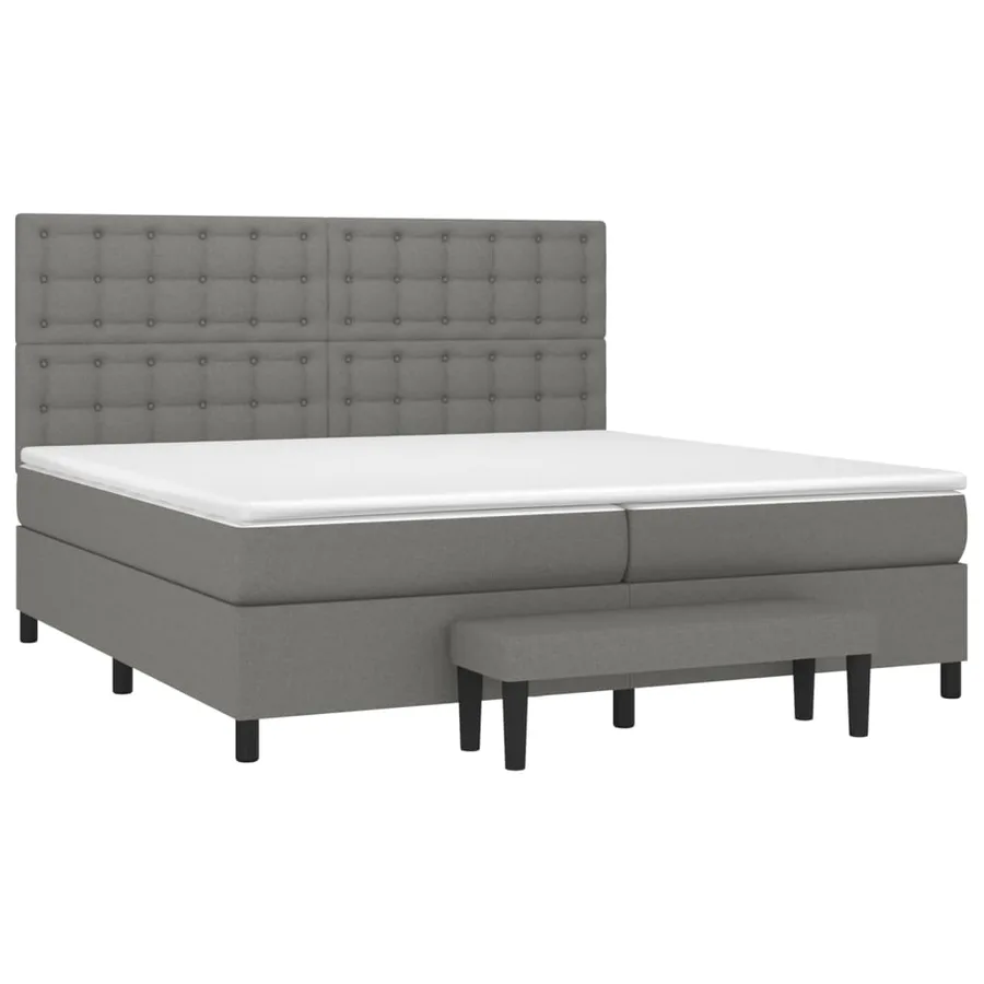 Sommier à lattes de lit avec matelas Gris foncé 200x200cm Tissu - 3