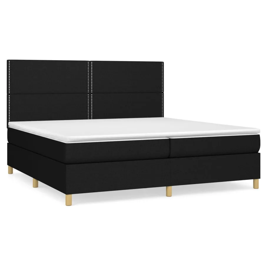Sommier à lattes de lit avec matelas Noir 200x200 cm Tissu - 2