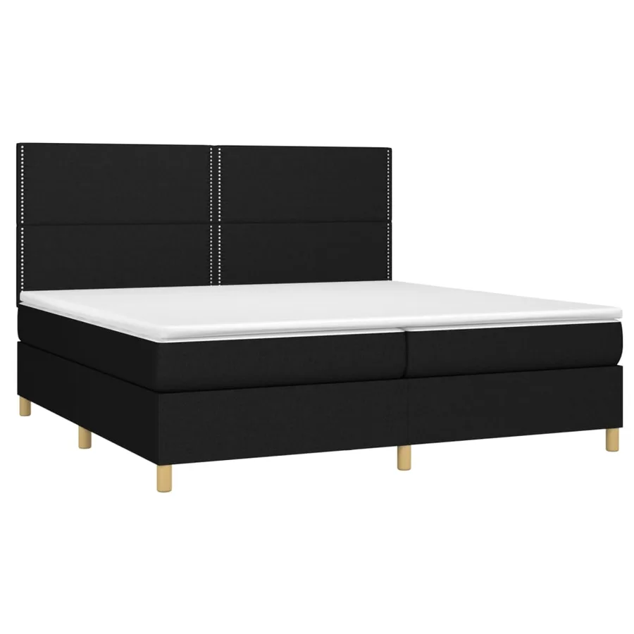 Sommier à lattes de lit avec matelas Noir 200x200 cm Tissu - 3