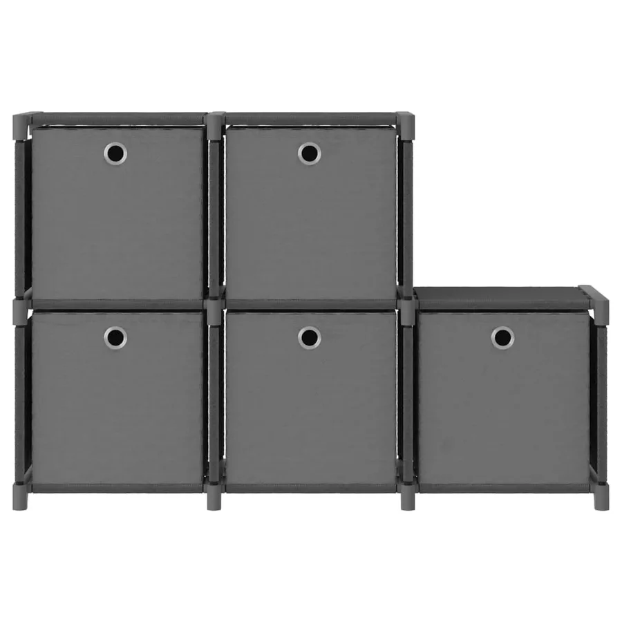 Étagère d'affichage 5 cubes et boîtes Gris 103x30x72,5 cm Tissu - 2