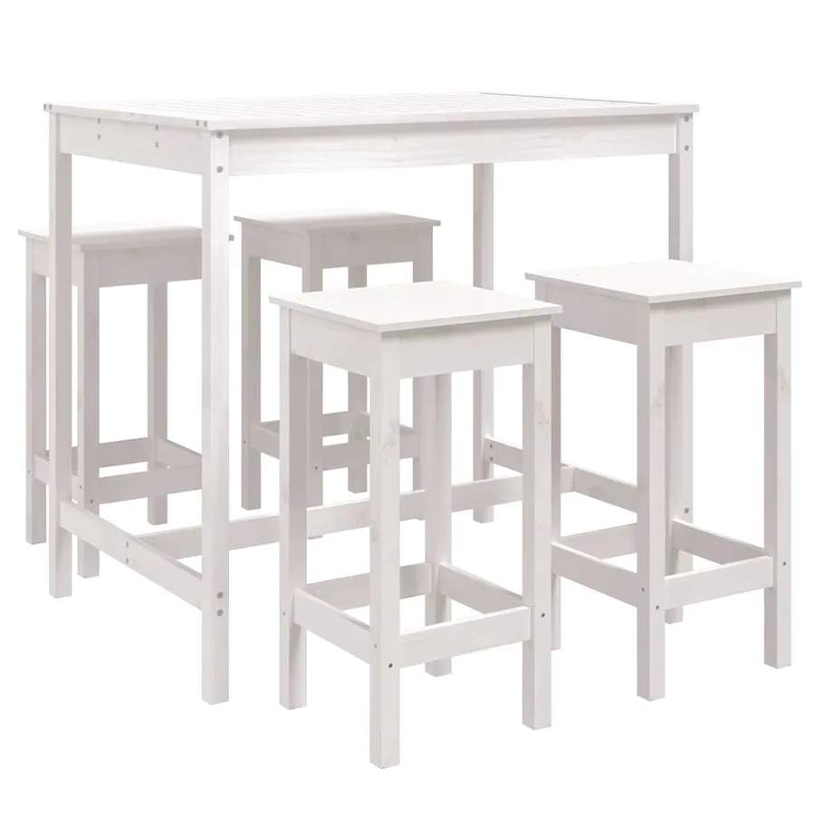 Ensemble de bar de jardin 5 pcs blanc bois massif de pin - 2
