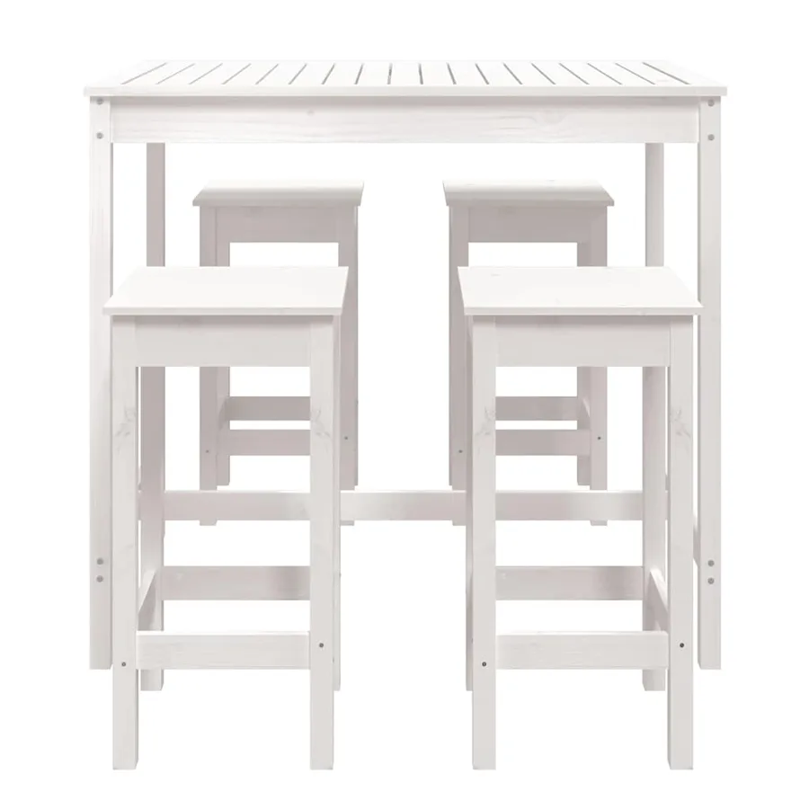 Ensemble de bar de jardin 5 pcs blanc bois massif de pin - 4