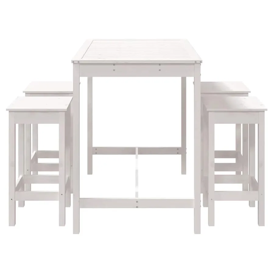 Ensemble de bar de jardin 5 pcs blanc bois massif de pin - 5