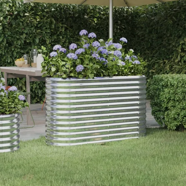 Lit surélevé de jardin Acier galvanisé Argenté