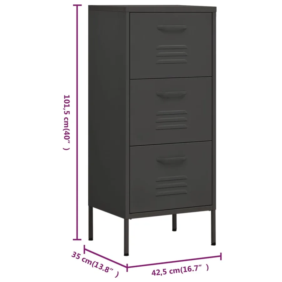 Armoire de rangement Anthracite 42,5x35x101,5 cm Acier - 10