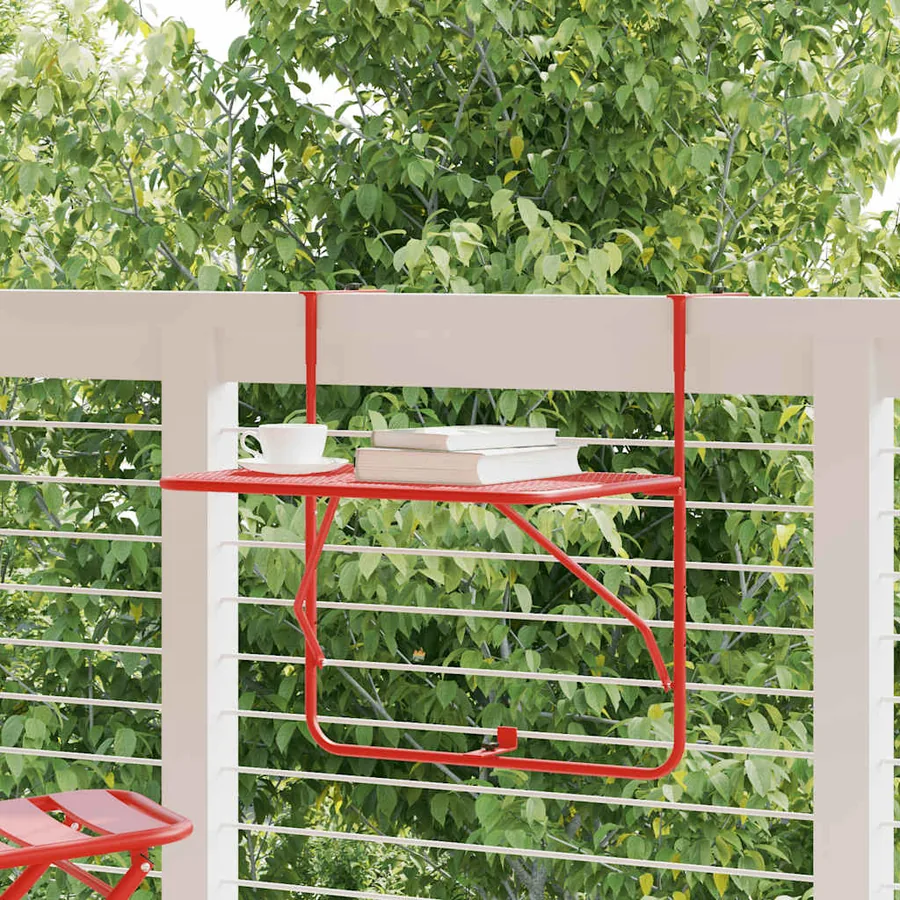 Table de balcon Rouge 60x40 cm Acier