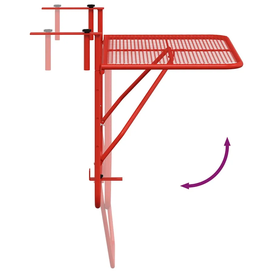 Table de balcon Rouge 60x40 cm Acier - 8
