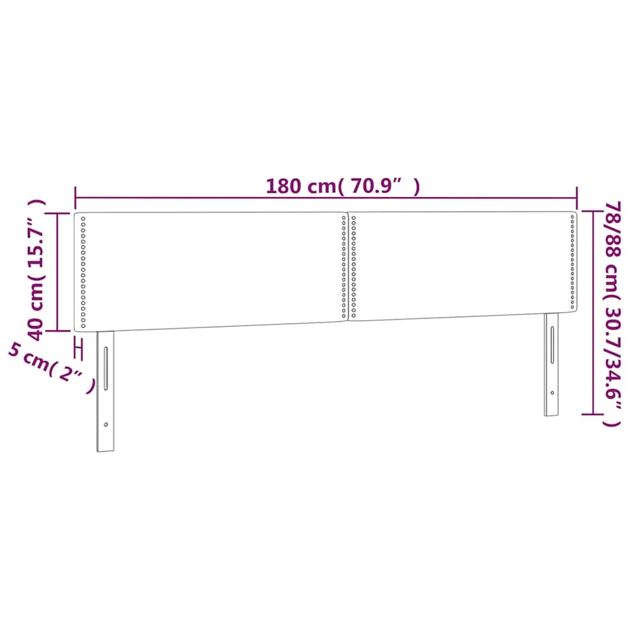 Têtes de lit Gris clair 180x5x78/88 cm Tissu - 8