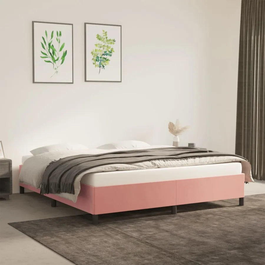 Cadre de lit sans matelas rose 180x200 cm velours