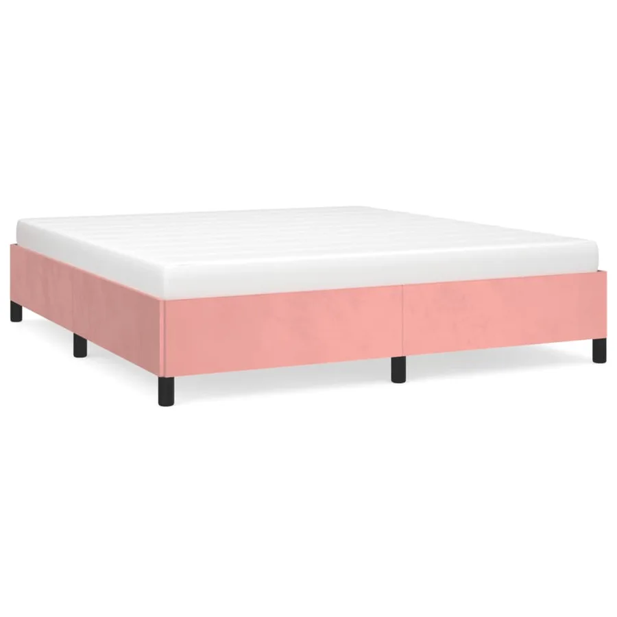 Cadre de lit sans matelas rose 180x200 cm velours - 2