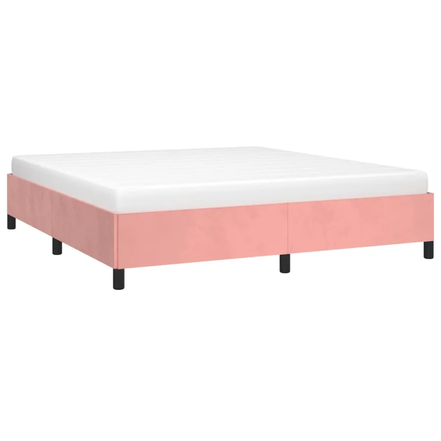 Cadre de lit sans matelas rose 180x200 cm velours - 3