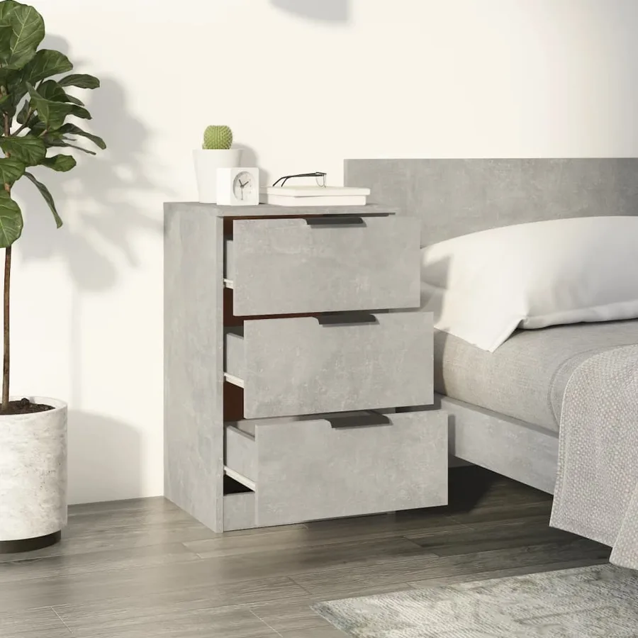 Table de chevet Gris béton 40x36x65 cm - 3