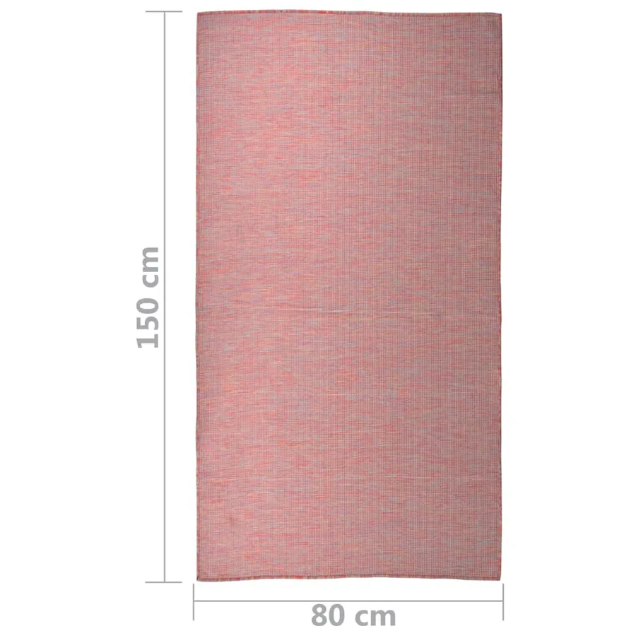 Tapis à tissage plat d'extérieur 80x150 cm Rouge - 6
