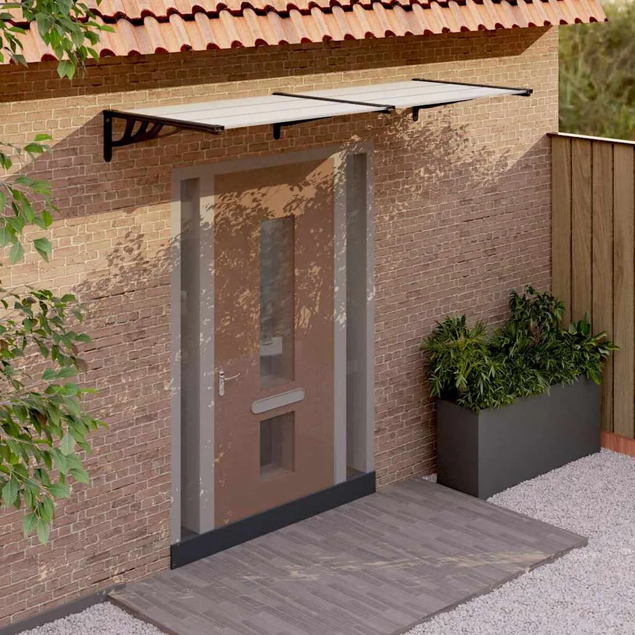 Auvent de porte Noir et transparent 239x90 cm Polycarbonate