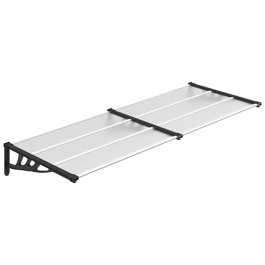 Auvent de porte Noir et transparent 239x90 cm Polycarbonate - 2