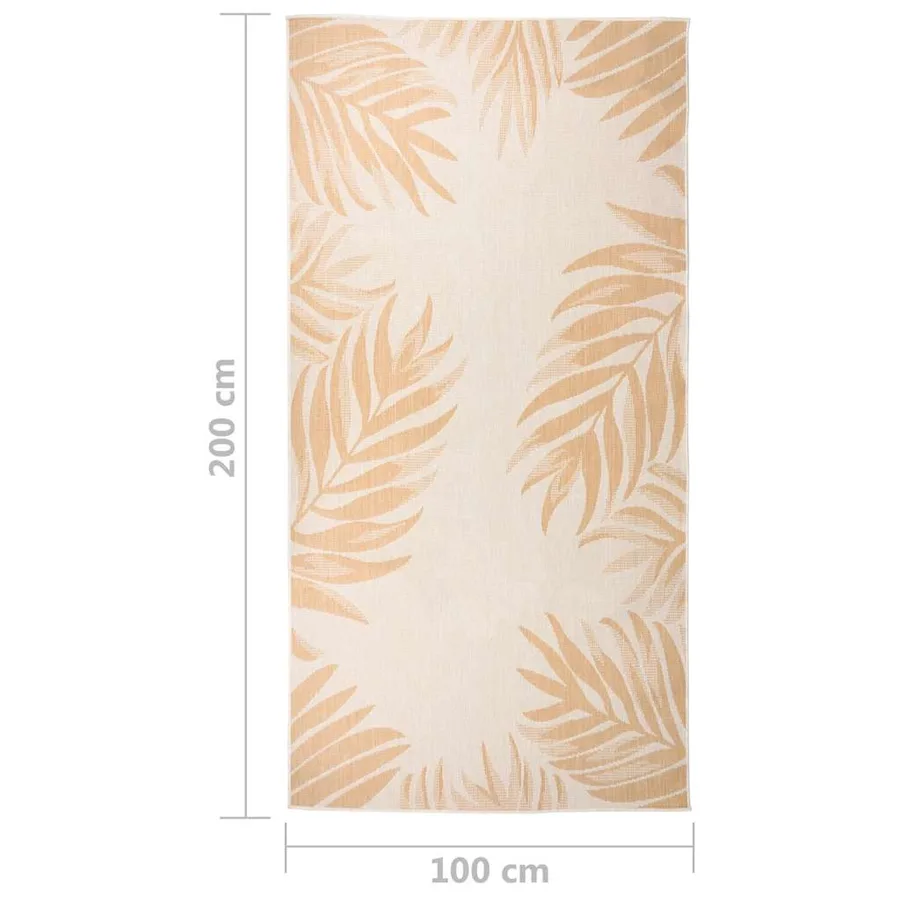 Tapis à tissage plat d'extérieur 100x200 cm Motif de feuille - 6