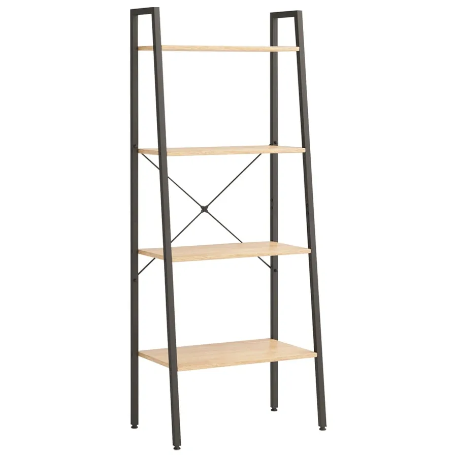 Étagère sur pied 4 niveaux Marron clair et noir 56x35x140 cm - 2
