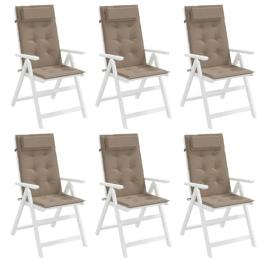 Coussins de chaise à dossier haut lot de 6 taupe tissu oxford - 4