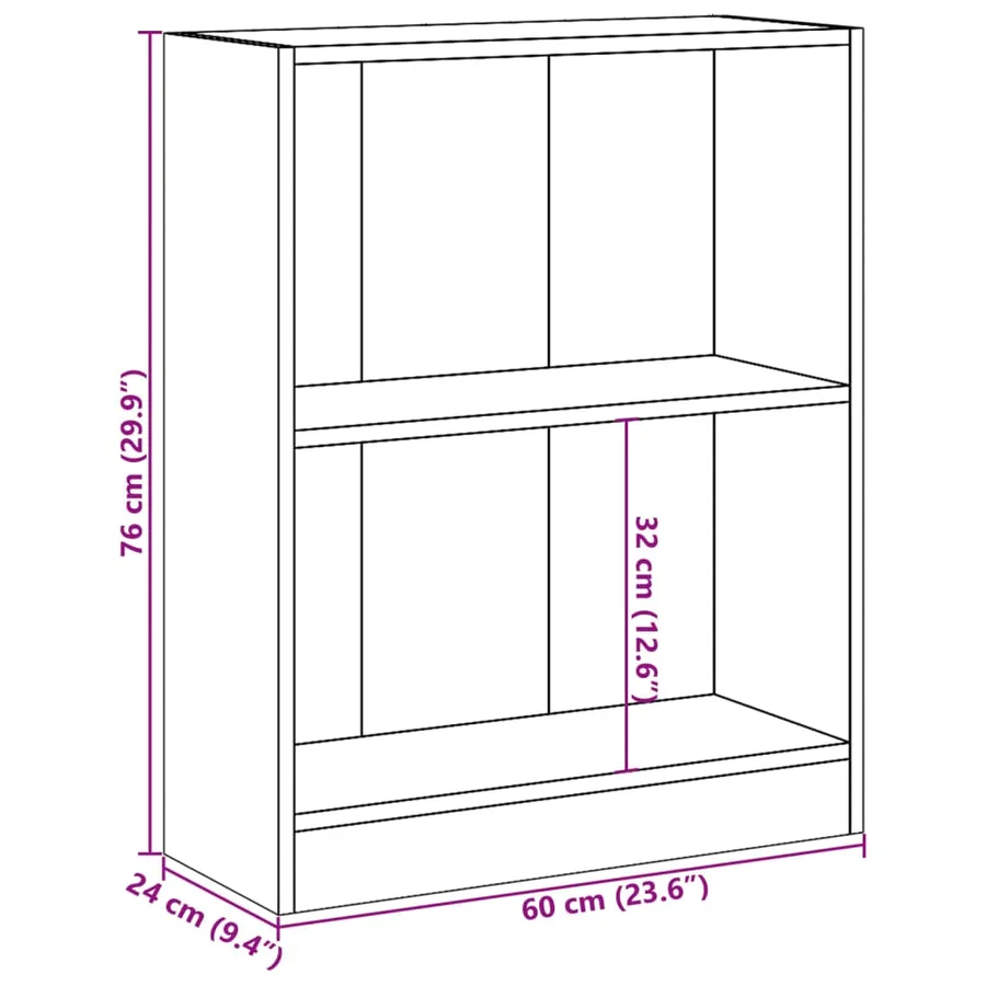 Bibliothèque Sonoma gris 60x24x76 cm Bois d'ingénierie - 8