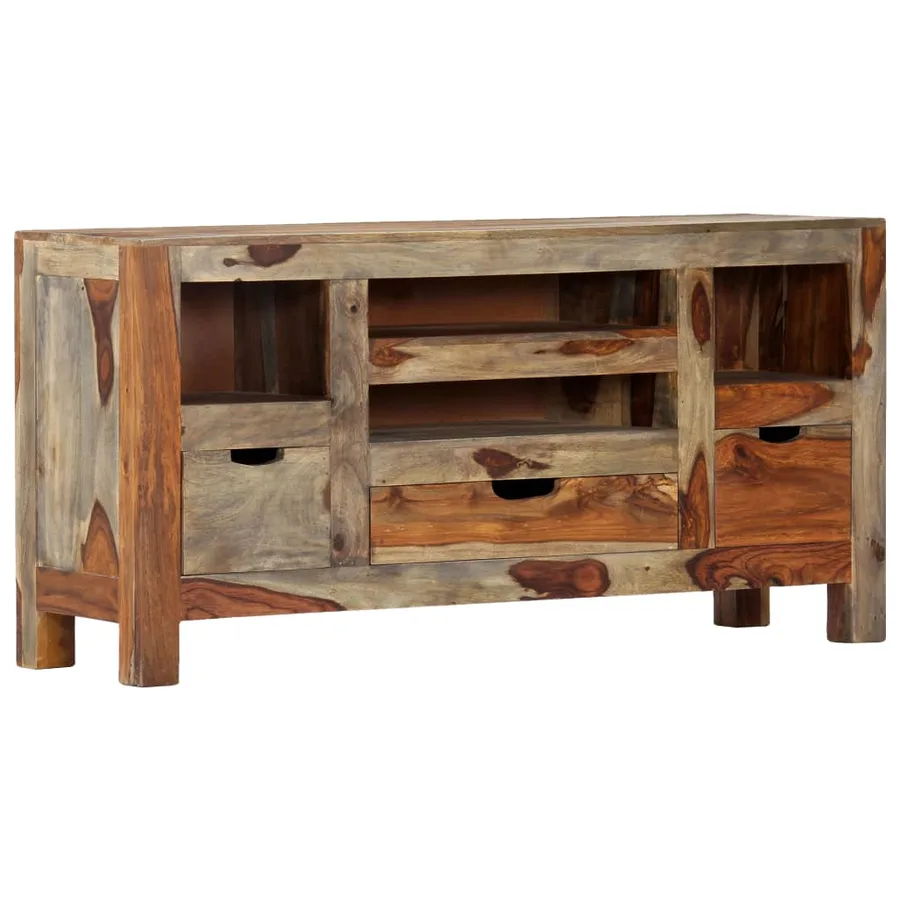 Buffet Gris 100x30x50 cm Bois massif - 11