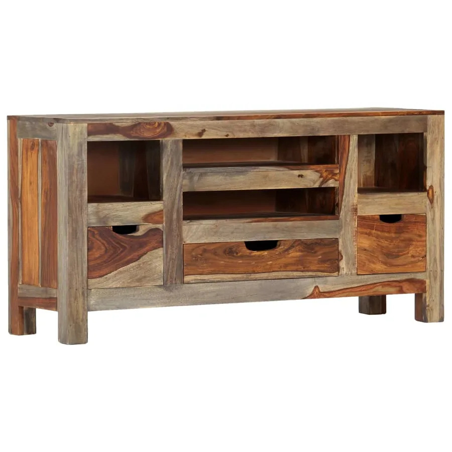Buffet Gris 100x30x50 cm Bois massif - 12