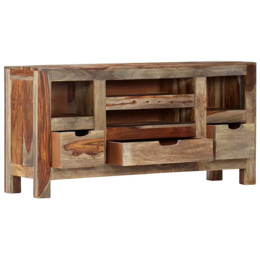 Buffet Gris 100x30x50 cm Bois massif - 15