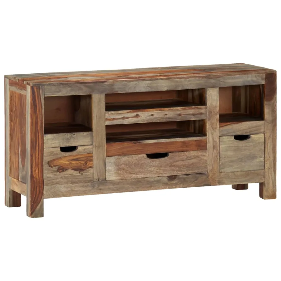 Buffet Gris 100x30x50 cm Bois massif - 3