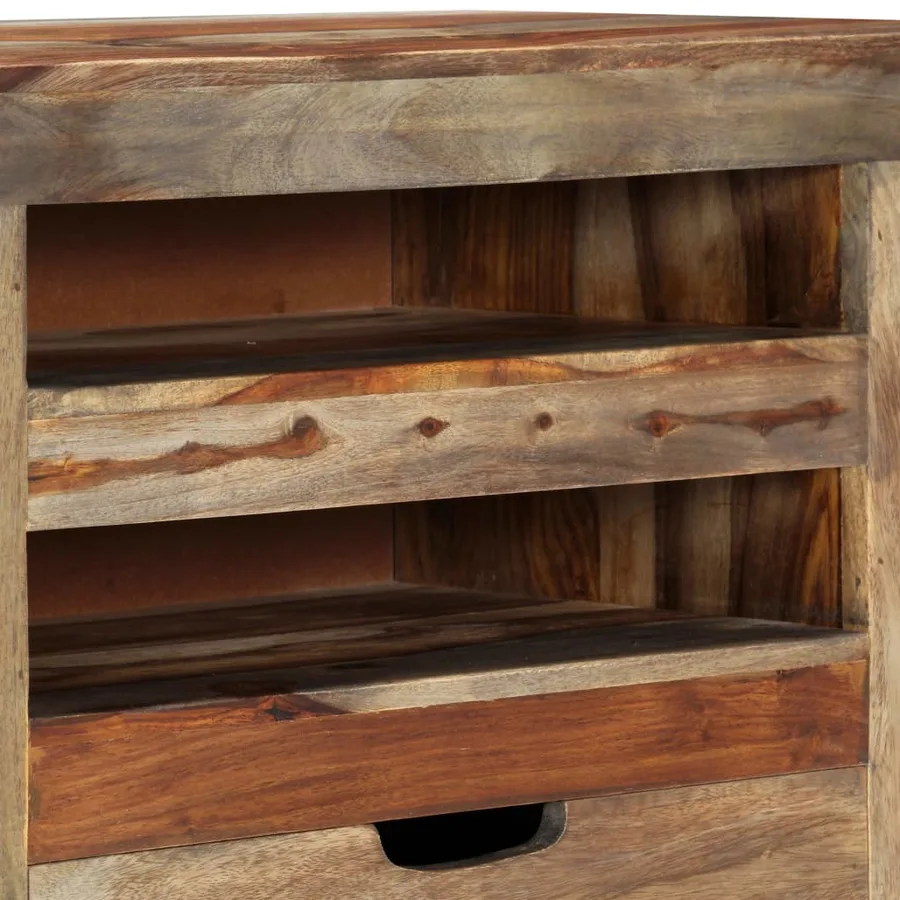 Buffet Gris 100x30x50 cm Bois massif - 7