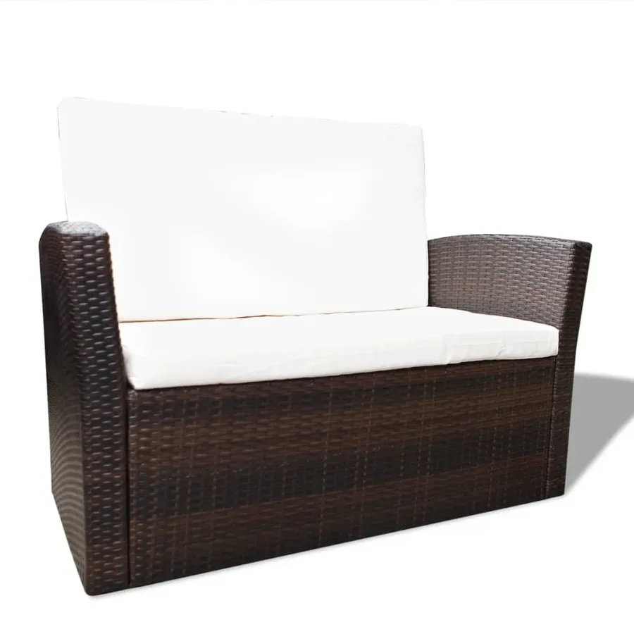 Salon de jardin 4 pcs avec coussins Résine tressée Marron - 4