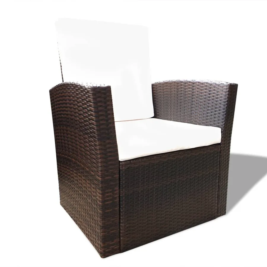 Salon de jardin 4 pcs avec coussins Résine tressée Marron - 5