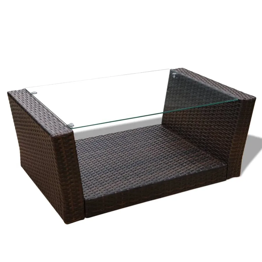 Salon de jardin 4 pcs avec coussins Résine tressée Marron - 6