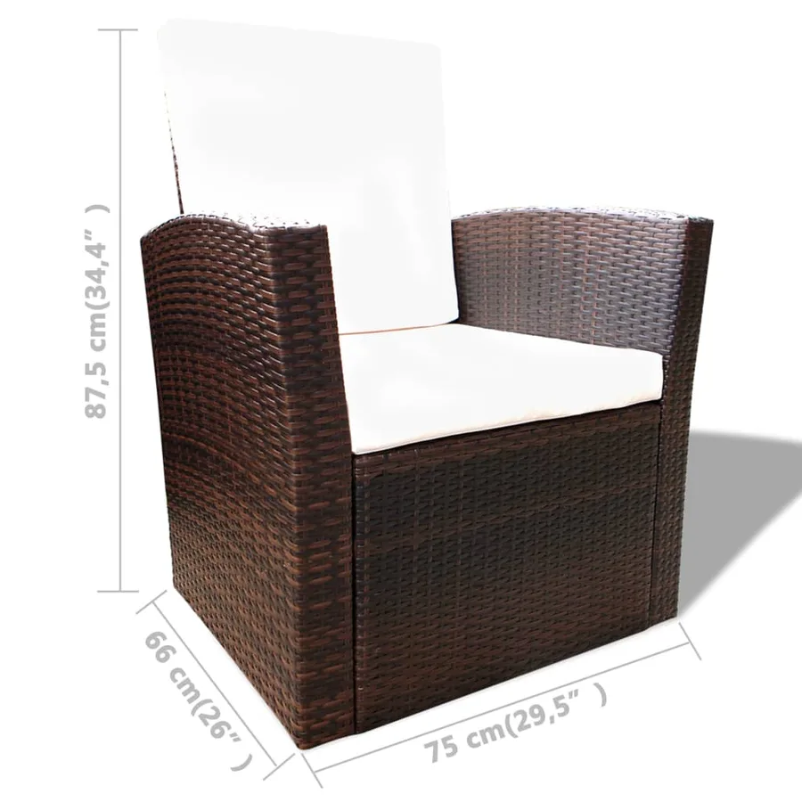 Salon de jardin 4 pcs avec coussins Résine tressée Marron - 8