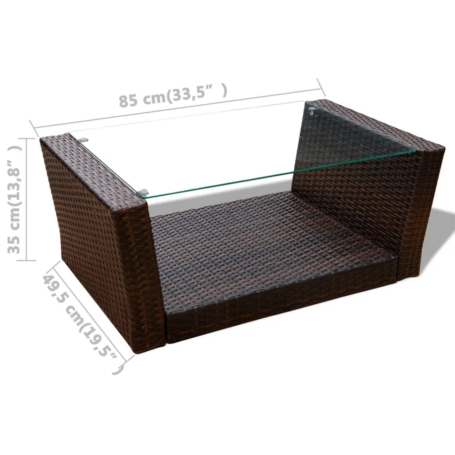 Salon de jardin 4 pcs avec coussins Résine tressée Marron - 9