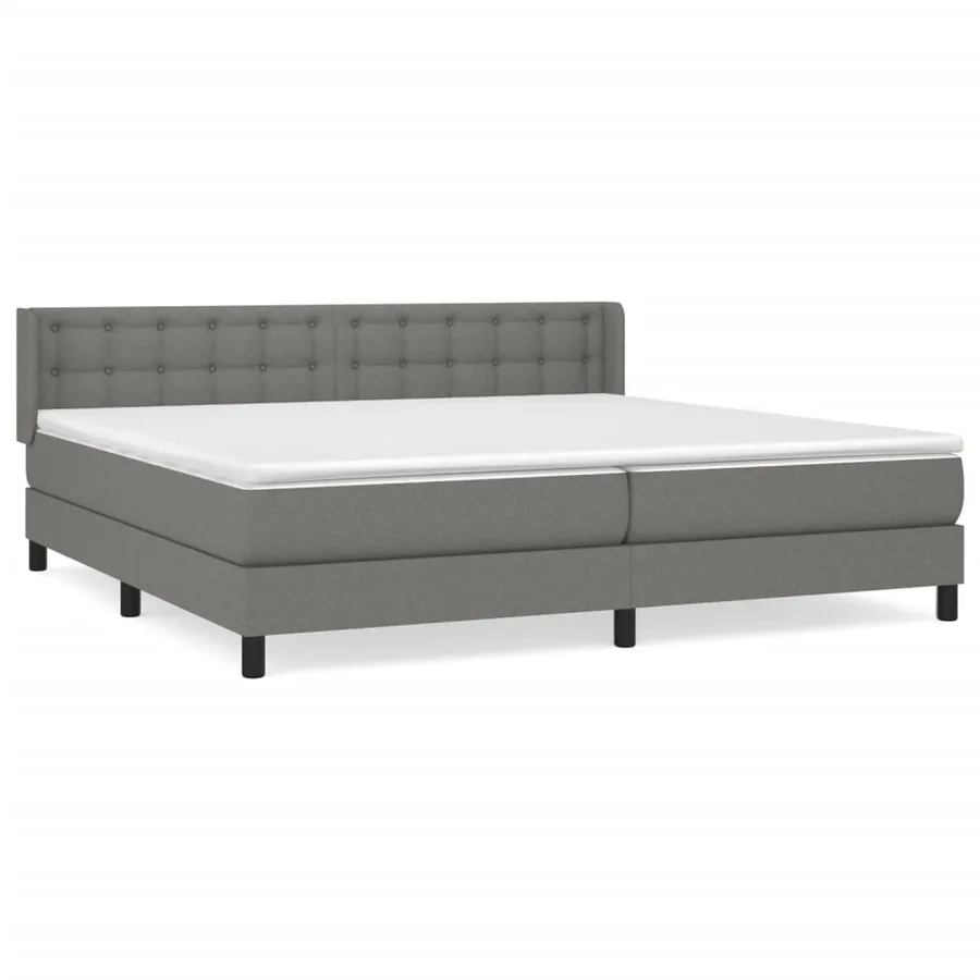 Sommier à lattes de lit avec matelas Gris foncé 200x200cm Tissu - 2