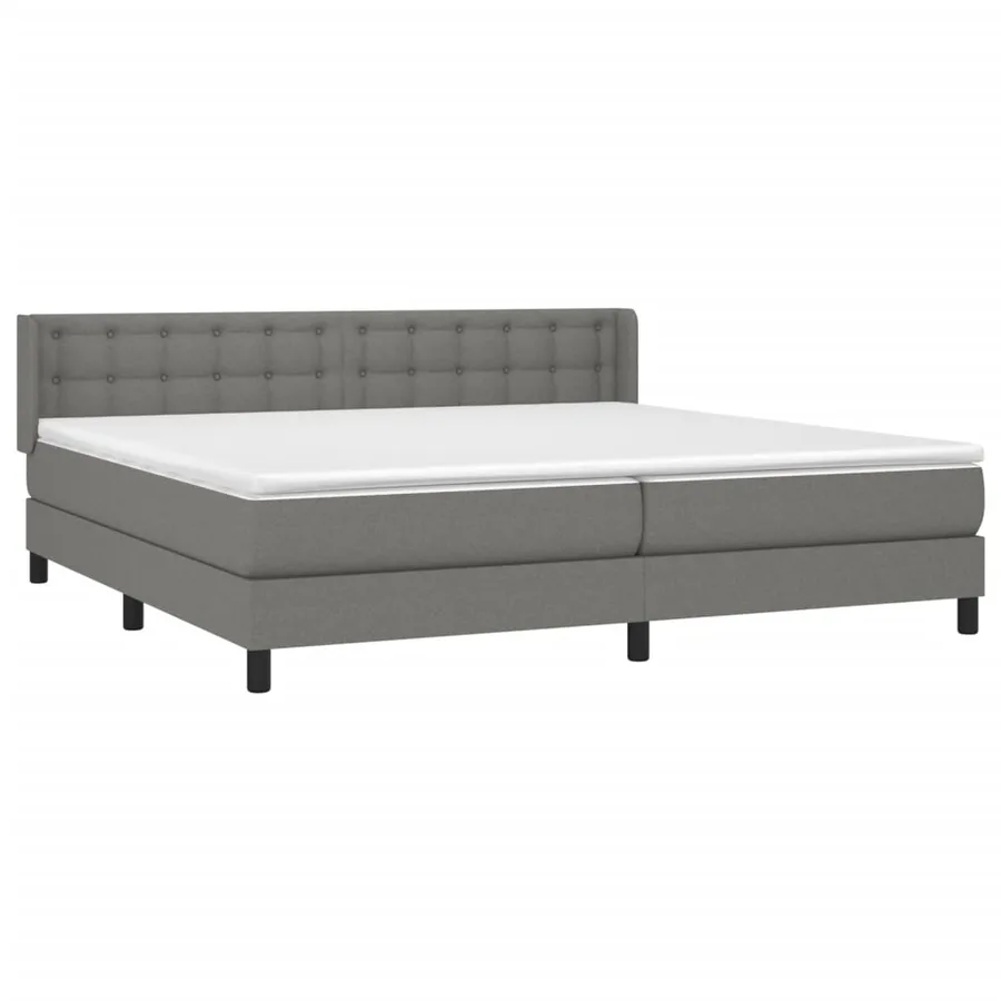 Sommier à lattes de lit avec matelas Gris foncé 200x200cm Tissu - 3