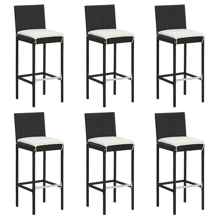 Ensemble de bar de jardin 7 pcs avec coussins noir poly rotin - 4