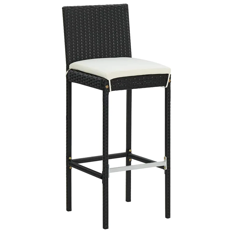 Ensemble de bar de jardin 7 pcs avec coussins noir poly rotin - 5