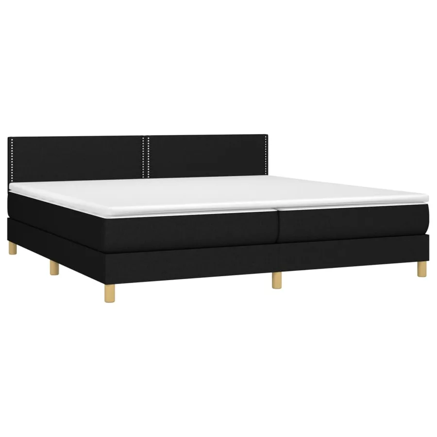 Sommier à lattes de lit avec matelas Noir 200x200 cm Tissu - 3