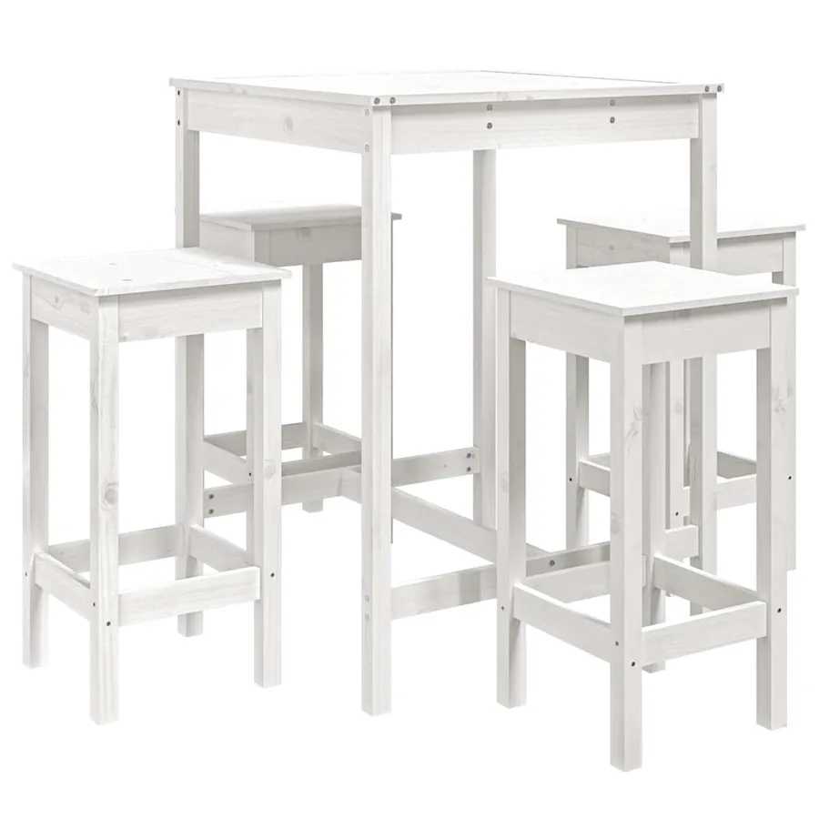 Ensemble de bar de jardin 5 pcs blanc bois massif de pin - 2