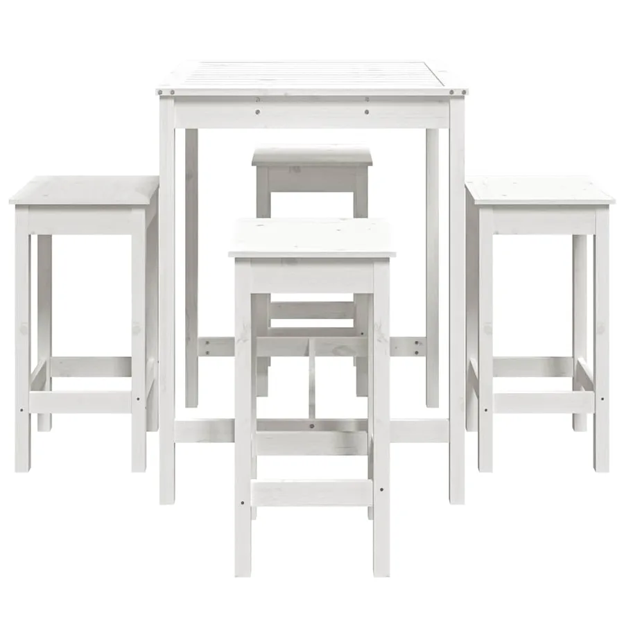 Ensemble de bar de jardin 5 pcs blanc bois massif de pin - 5